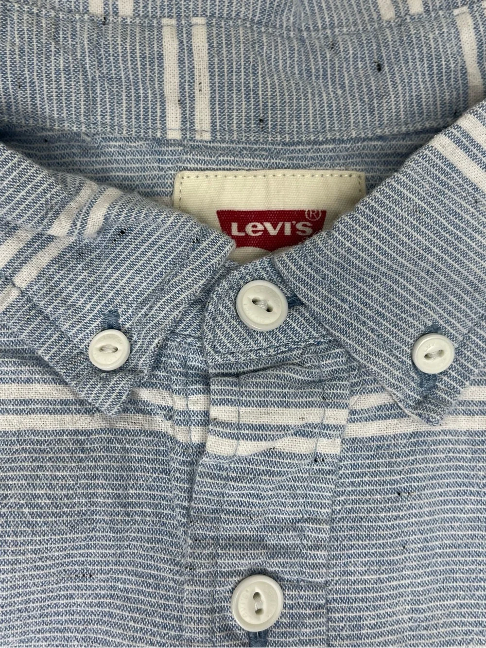 Levi's Boucher Blue & White Striped Short-Sleeve Button-Down Shirt Men's MEDIUM